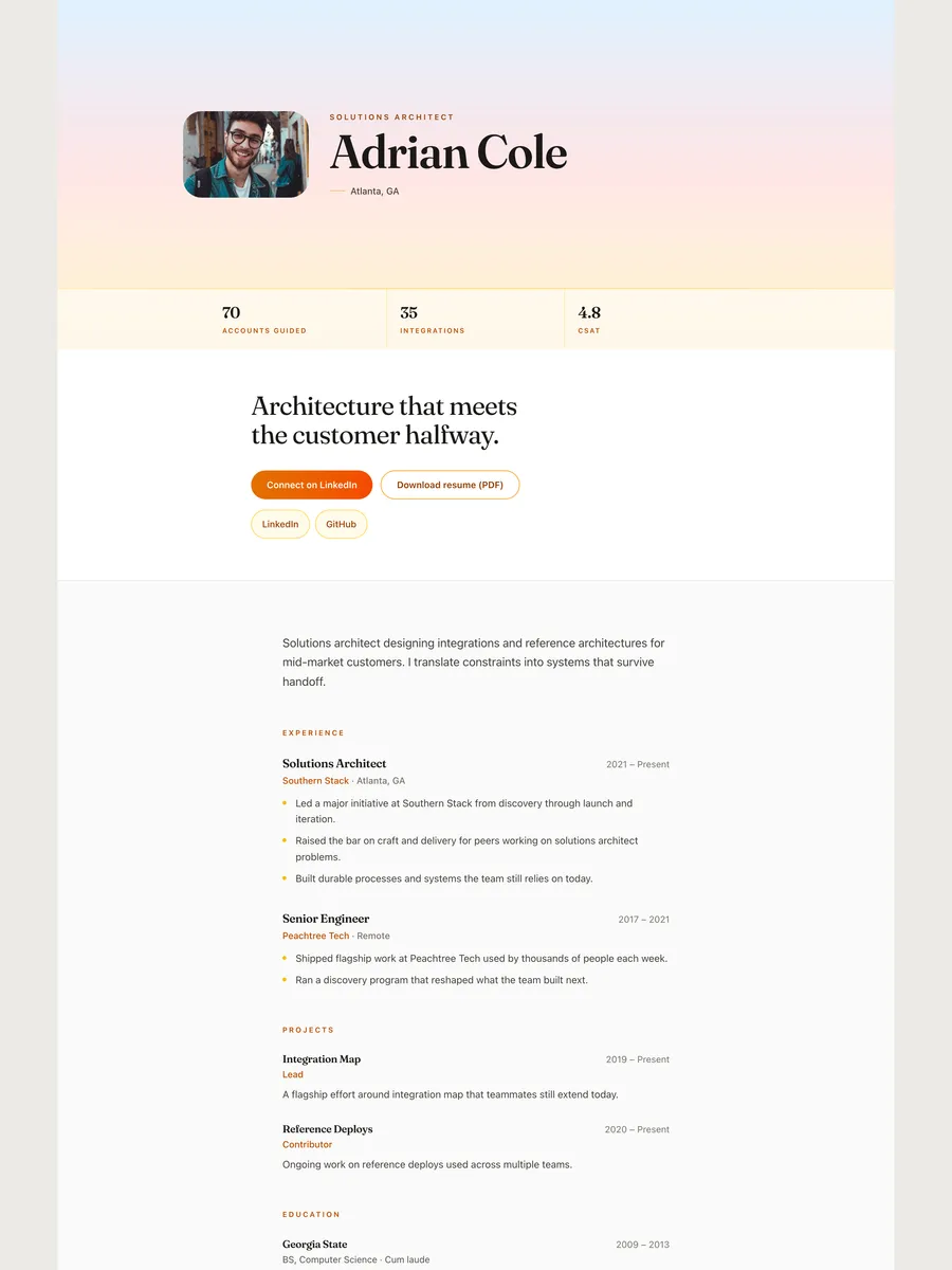The First Light public page design.
