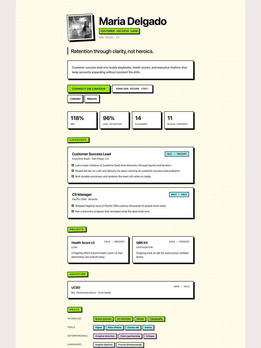The Hard Stack public page design.