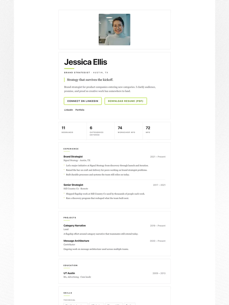 The Moiré public page design.