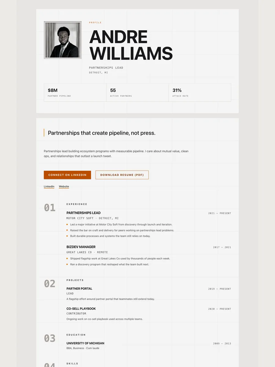 The Poured Concrete public page design.
