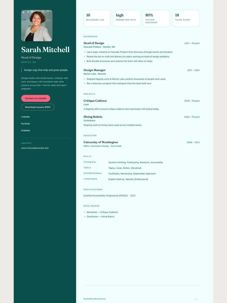 The Split Tone public page design.