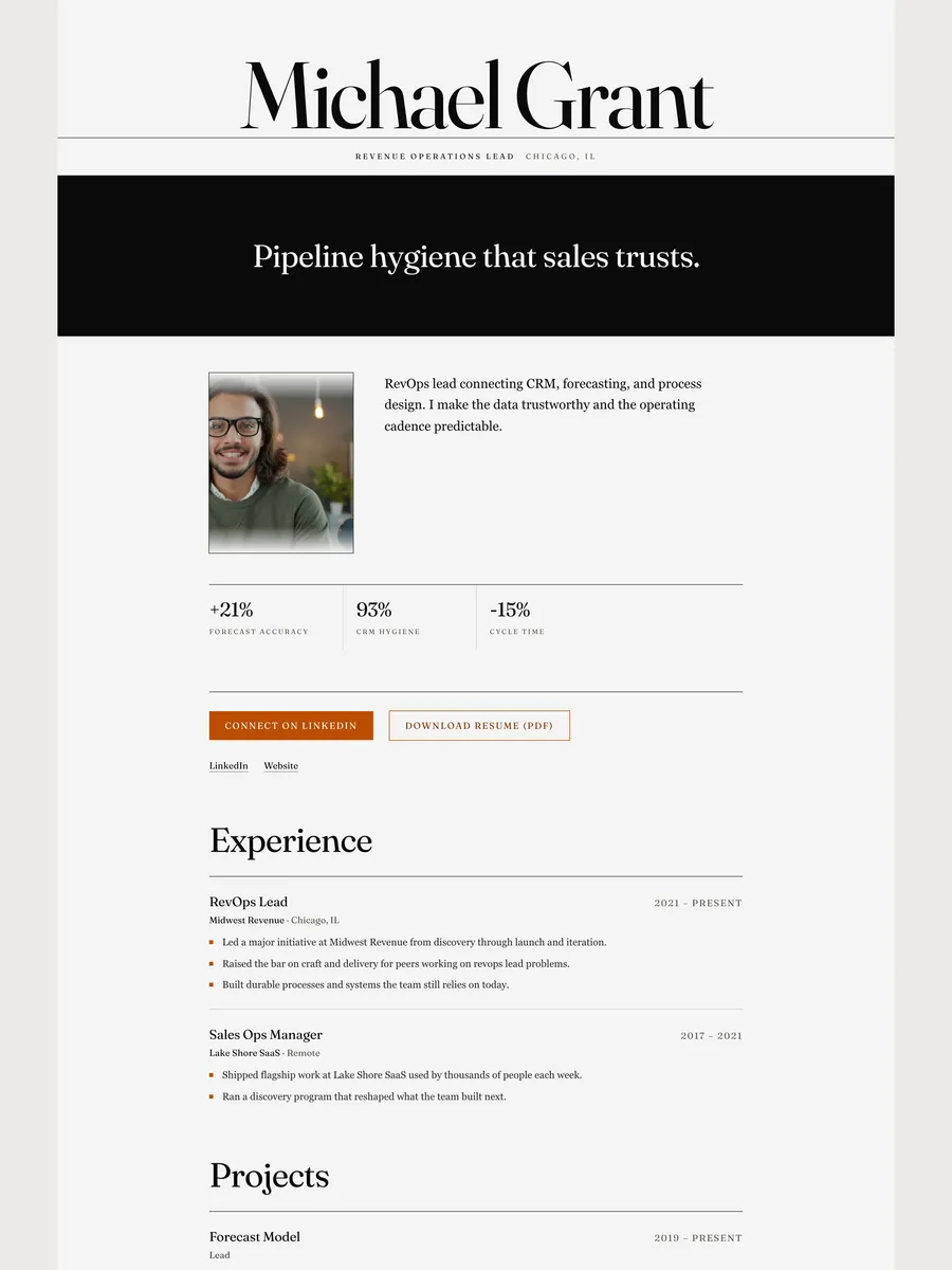 The Tectonic public page design.