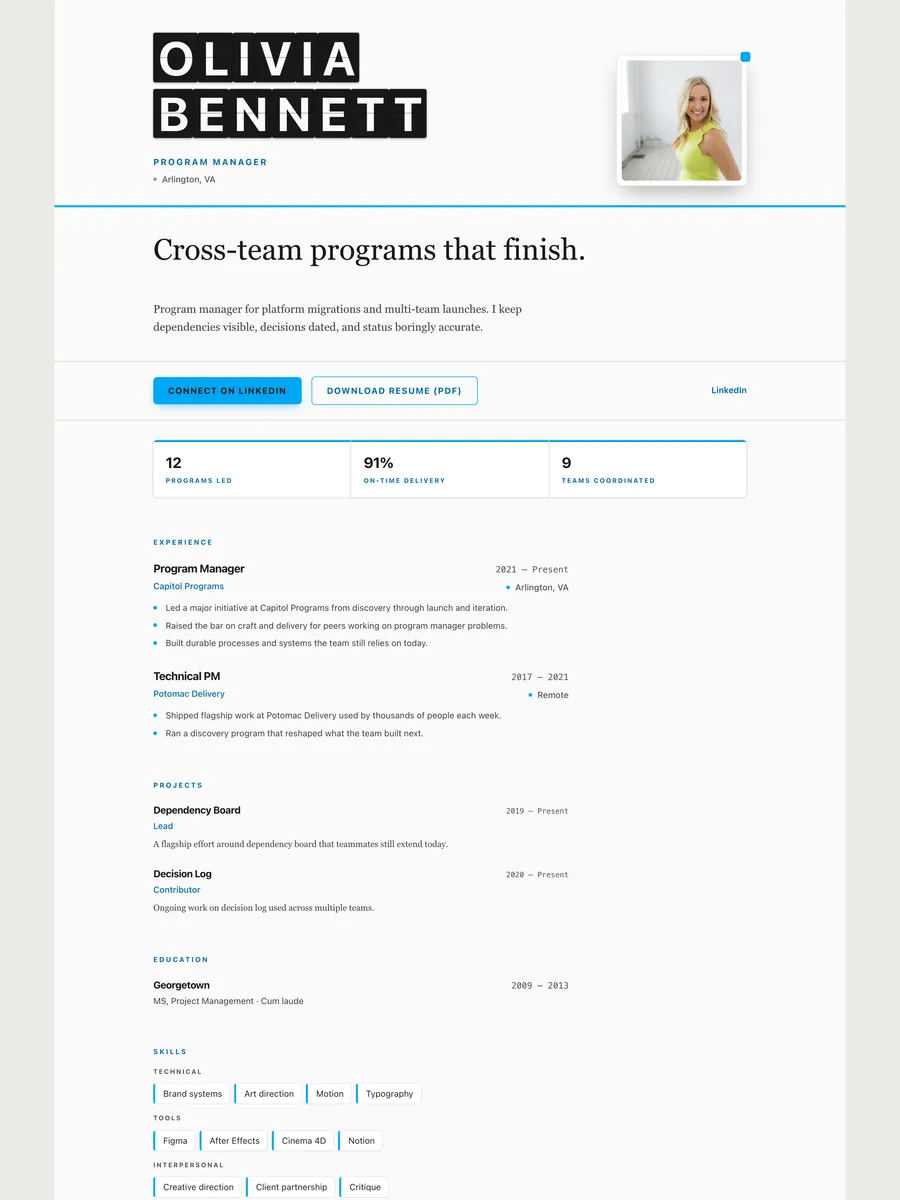 The Terminus public page design.