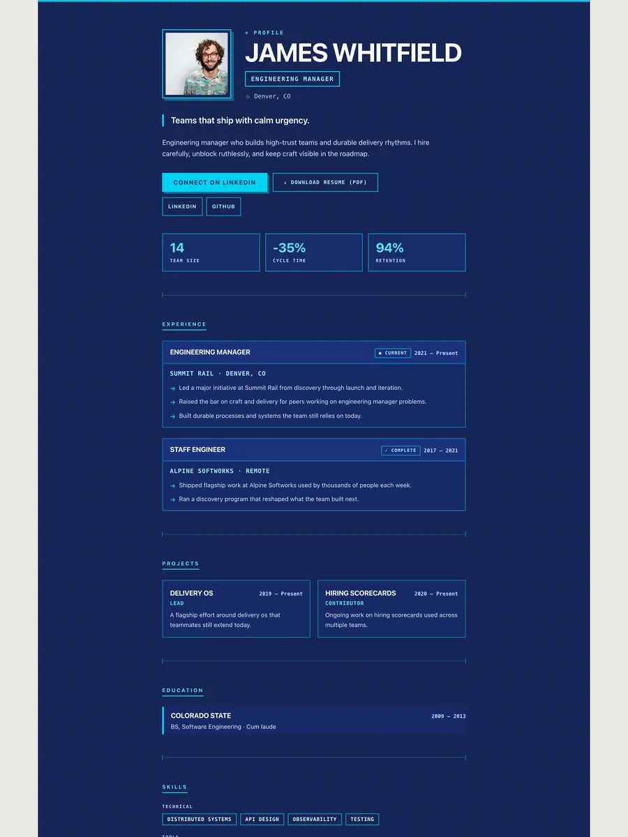 The Blueprint public page design.